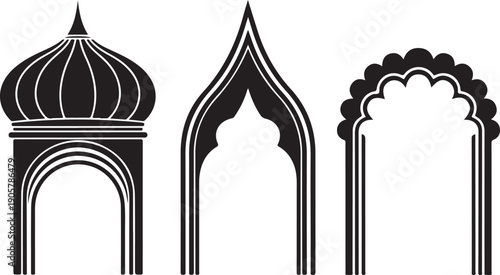 Decorative Arch Frames Set – Islamic Architecture Silhouette Vectors