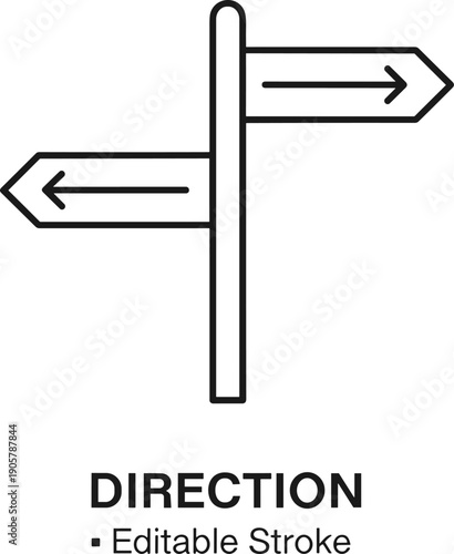 Directional Signpost Icon with Arrows Pointing Left and Right for Navigation Decision Making Wayfinding Choice Guidance Travel and Roadside Signage