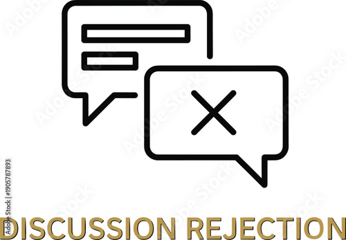 Discussion Rejection Icon Featuring Speech Bubbles with Cross Symbol Representing Denied Communication Cancelled Conversation Negative Feedback Disagreement Blocked Messaging 