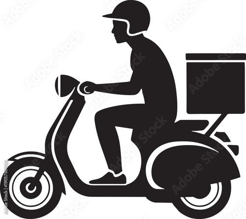 Delivery man on motor scooter