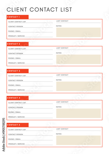 Client Contact List Template for Business or Office Use