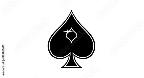 Elegant spade symbol with a sparkling embellishment in sleek monochrome illustration