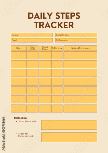 Daily Steps Tracker Sheet for Goal Monitoring