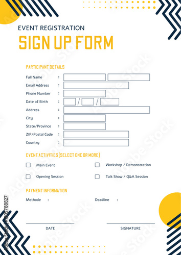 event registration sign up form template