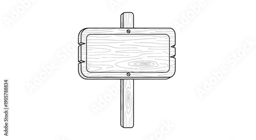 Handcrafted wooden signboard with rustic grain texture and clear delineation against stark white