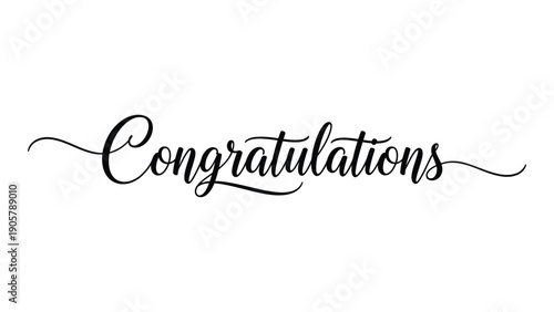 Elegant black cursive congratulations written in a flowing script style Vector