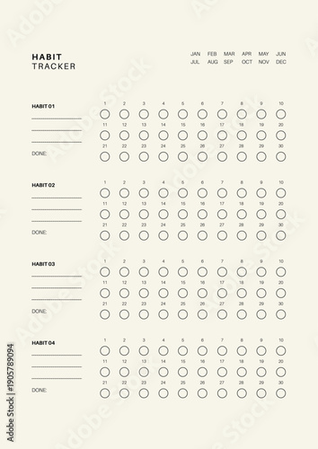 Habit tracker template for daily routine planning