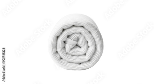 Rolled white bath towel, hygiene product