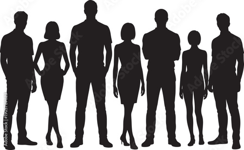 Group of people silhouettes standing together