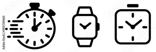 time clock vector icons set