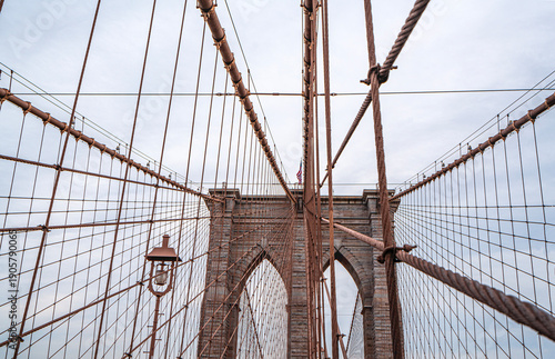 The scenic views of the Brooklyn Bridge, which is a cable-stayed suspension bridge in New York City, spanning the East River between the boroughs of Manhattan and Brooklyn.