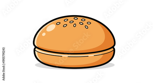 Illustrative sesame hamburger bun perfect for culinary designs and fast food concepts