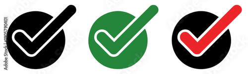 correct checkmark approval icon set