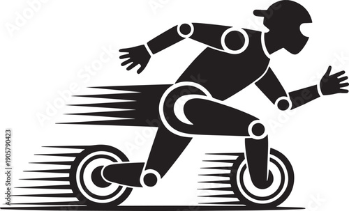 Man riding a scooter quickly