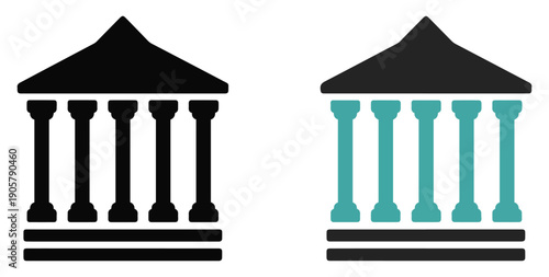 courthouse law building icon set