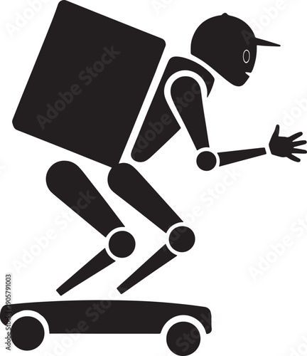 Person carrying package on trolley