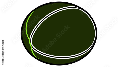 Elliptical shape with green and white lines on a dark green background and black outline design element on transparent background silhouette