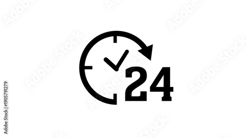 24 hours time duration clock animation with countdown arrow