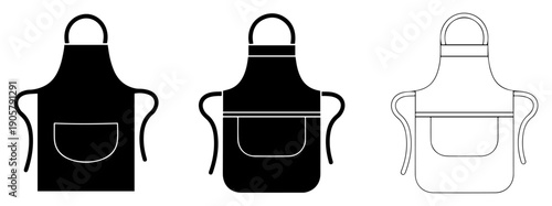 apron cooking kitchen vector icons set