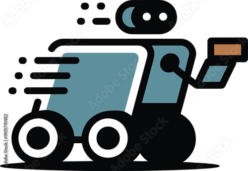 Robot vacuum cleaner icon in flat design