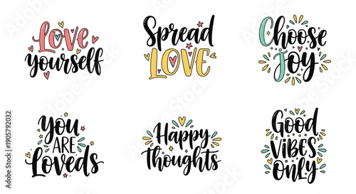 Motivational hand lettering quotes compilation for positivity and well-being promotion