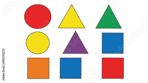 A colorful array of geometric shapes arranged in a grid pattern Vector