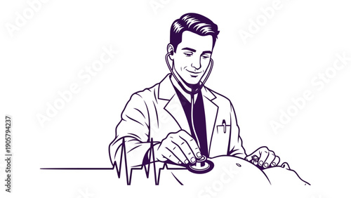 Medical Professional's Assessment: A dedicated healthcare practitioner, using a stethoscope to perform a patient examination with compassion and expertise.