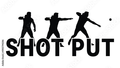 Athletes in motion with the words shot put underneath them Vector