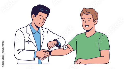 Medical Test: A medical professional conducts a blood test on a patient, showcasing healthcare. This image encapsulates the essence of patient care and health evaluation.
