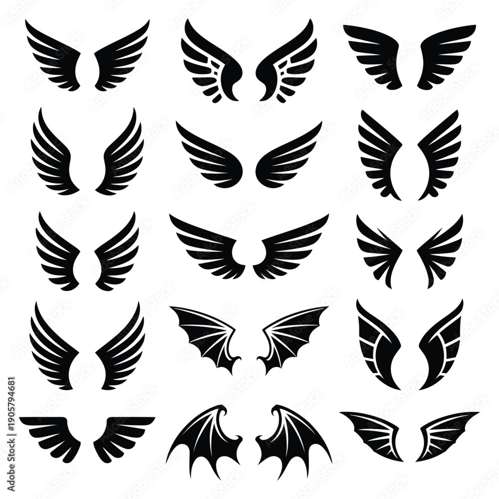 Obraz premium wings vector set