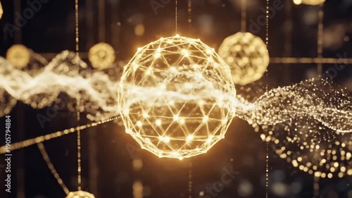 Abstract Golden Network Connection Visualisation.