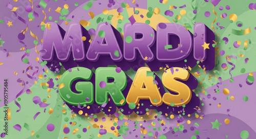 Mardi gras colorful confetti celebration background