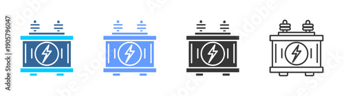 battery generator icon set multiple style collection