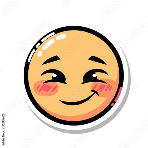Shy Smirking Blushing Emoji Sticker Cute Kind Reaction Expression