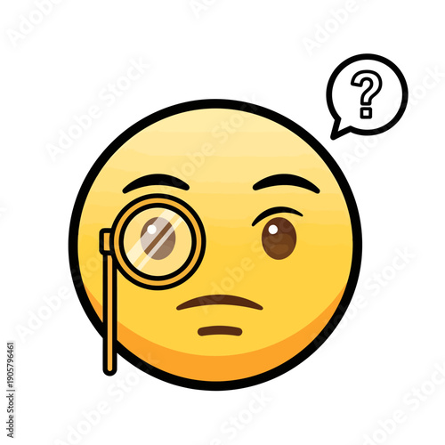 Skeptical Emoji Sticker With Monocle Question Bubble Reaction