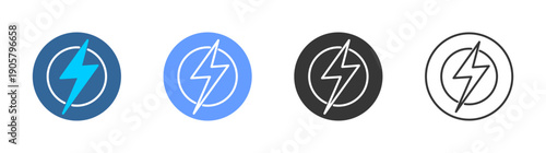 lightning bolt icon set multiple style collection