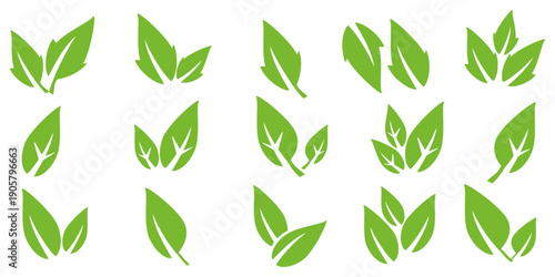 Leaf vector symbol, leaf illustration or leaf emoji in flat style. Spring leaf design, ecological nature theme.	