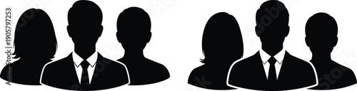A diverse group of silhouetted people standing together in a line