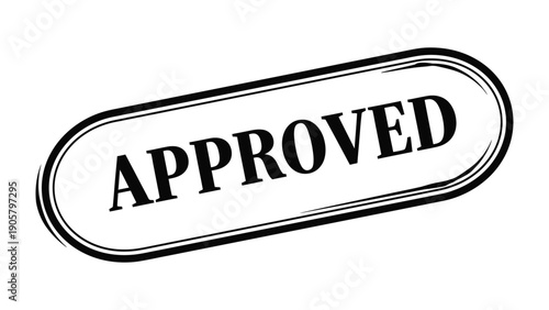 Approved Seal: A simple yet impactful illustration of an APPROVED seal, designed in a sleek and minimalist style, perfect for conveying messages of validation, acceptance, or authorization.