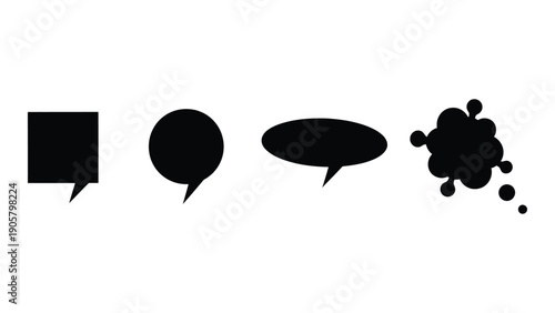 Various speech bubble designs and a splatter of ink dots Vector