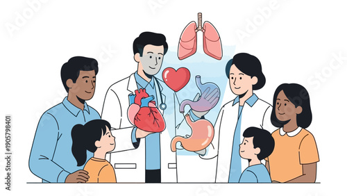 Medical Family's Health Insights: In a display of medical expertise, doctors and a family converge to explore vital organs, fostering health awareness and understanding.
