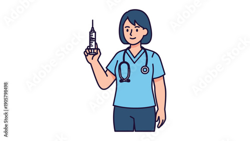 Medical Professional Ready for Vaccination: A healthcare provider, poised and ready, holds a syringe. This image captures the essence of medical care and preventative measures.