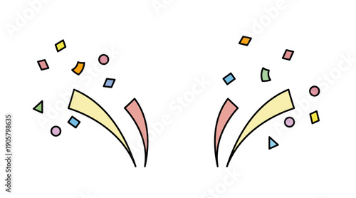 パステルカラーの紙吹雪イラスト 線画