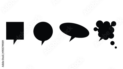 Four different types of speech bubbles used in comic strips and graphic novels Vector