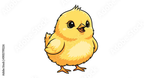 Adorable cartoon chick radiating springtime charm and playful innocence on white backdrop