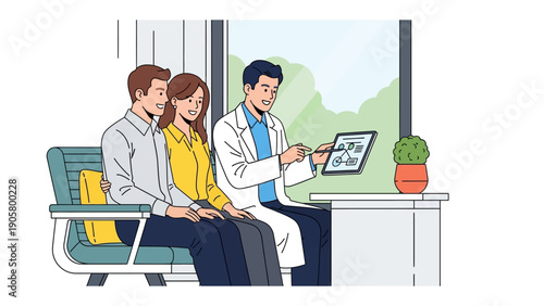 Consultation of Care: A doctor provides insightful guidance and support, consulting with a couple to provide personalized medical consultation. The scene radiates care, expertise.