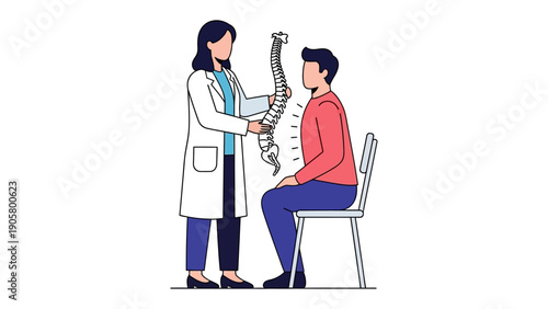Anatomical Insight: A healthcare professional demonstrates a spine model, offering a comprehensive look at spinal health, promoting wellness, and patient understanding.