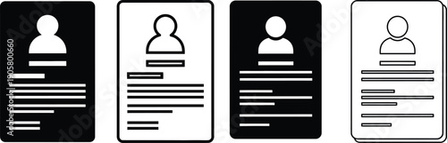 Four distinct icons representing different types of identity cards and documents in silhouette