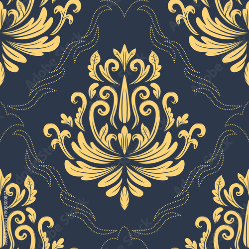 Damask seamless repeat element pattern. Beautiful luxury vintage floral damask vector illustration. Design for wallpaper, decorative, texture, textile, ornament, wrapping, shirts, clothing