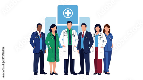 Healthcare Heroes: A united front of medical professionals, ready to heal, support, and care, embodying dedication and compassion. 